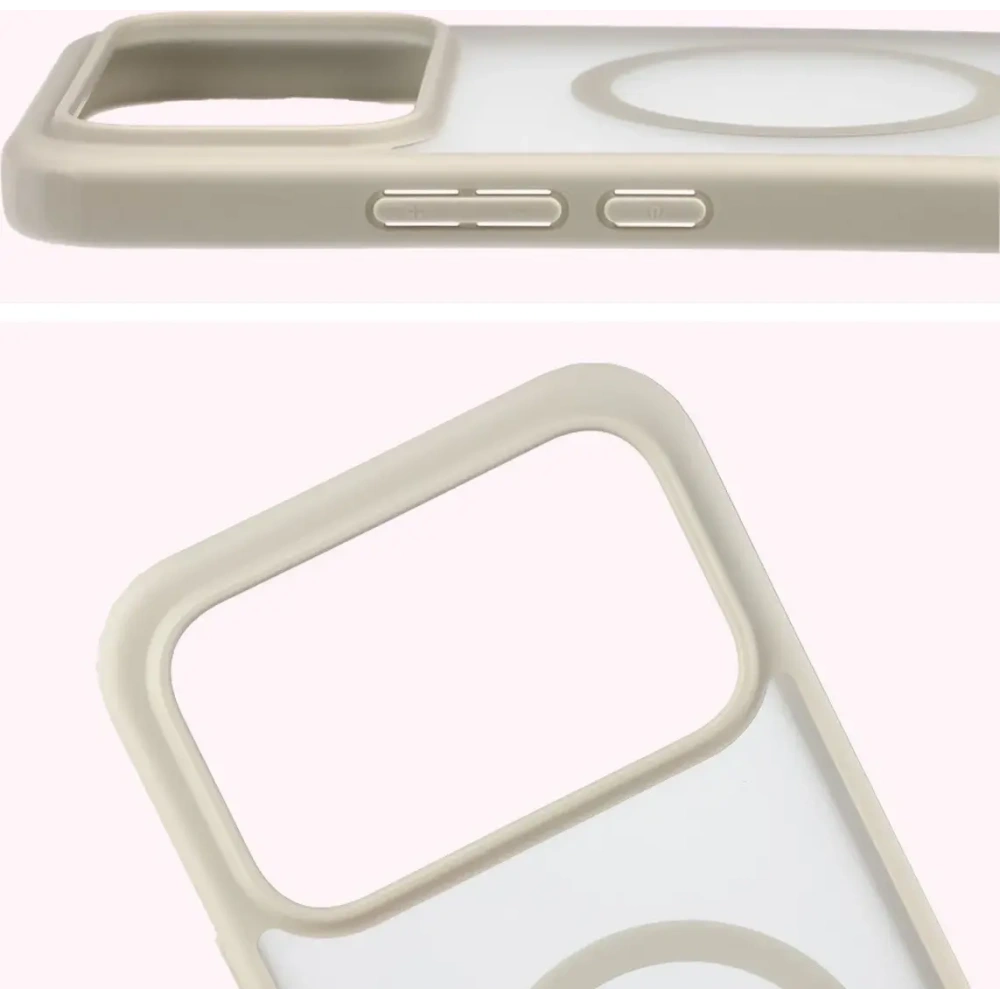 Etui z pierścieniem magnetycznym Bizon Case MatteO do Xiaomi POCO F8 Ultra przydymione-beżowe